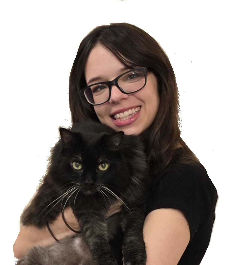 Victoria holding her cat, Dusty